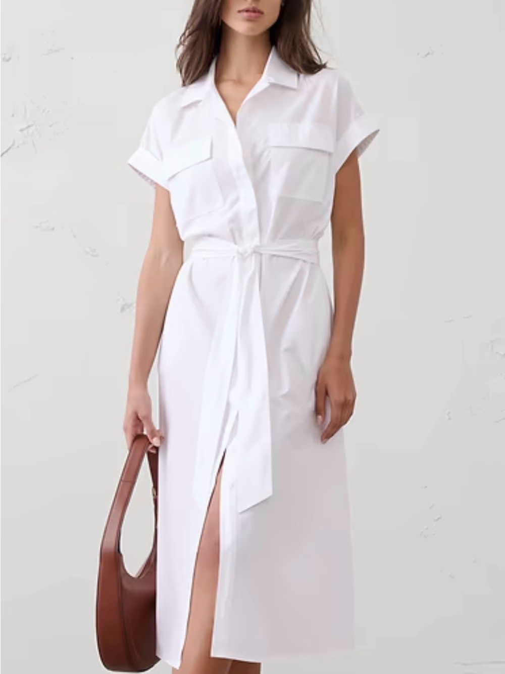 Banana Republic White Poplin Midi Shirt Dress, NWT